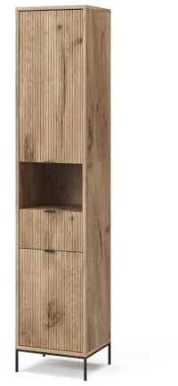 Vicco Badschrank Eliza, Viking Oak, 40 x 190 cm | mit Tür und Schublade, zur Aufbewahrung von Badutensilien und kombinierbar mit Eliza-Reihe