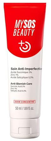 Soin Actif Anti Boutons d'Acné MYSOSBEAUTY - Crème Anti-Boutons et Points Noirs - Régulation Sébum et Élimination Rapide des Imperfections - 50ml