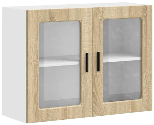 vidaXL Küchen-Hängeschrank mit Glastür Porto Sonoma-Eiche