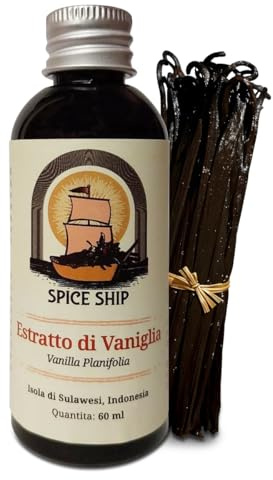 Estratto naturale di vaniglia 20% - Vanilla planifolia - 60 mL - Estratto realizzato con concentrato di baccelli di vaniglia