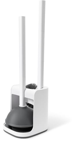 IVYROLL Set di scopino e stantuffo per WC nascosto, a forma di S, perfetto per case, appartamenti e bagni