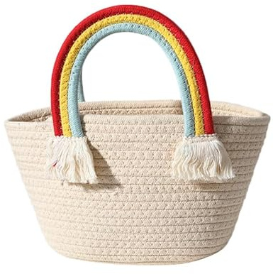 OATIPHO Bolso Mujer Verano Bolsa De Playa Tejida Bolso Mimbre Mujer Bolsa De Almacenamiento Portátil 9.25 X 5.31 X 3.93 in Para Compras Fiesta Y Uso Diario
