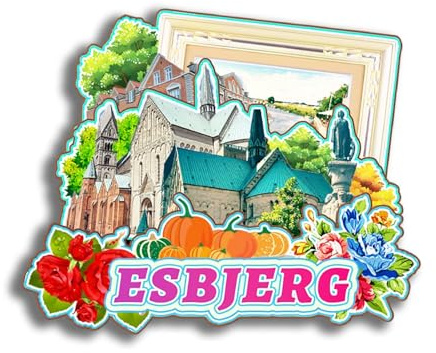 Dwutahcy 3D-Kühlschrankmagnet aus Holz für Esbjerg Dänemark, Stadtreise, Souvenirs, Kühlschrankaufkleber, Zuhause, Küche, Dekoration, Geschenke