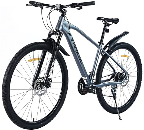 Sinaopus Mountainbike 29 Zoll, Fahrrad, 21 Gang, geeignet für 165 cm-195 cm, MTB-Reifen, Aluminiumrahmen & Scheibenbremse, Mountainbike Herren und Damen (Grau)