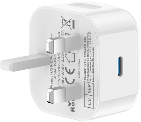 USB C Plug Fast Charge,20W Apple iPhone Charger Plug USBC Type C Port Power Adaptor Plugs UK Compatible with iPhone 17 Pro Max Air 16 16e 16 Plus 16 Pro Max 15 14 13 12 11 iPad 10 11th A16 2025 Watch