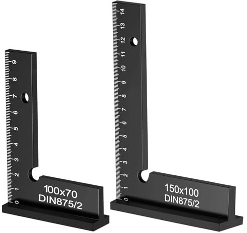 GOEDCH Juego de Escuadrasde Carpintero: 2 Piezas de Metalicas Escuadra de Carpintero de 90°con Escala de Medición, Carpintero Pequeña de Aleación de Aluminio para Trabajos Precisos Talleres