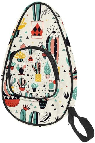 VAPOKF Housse pour raquette de tennis de table, collection cactus et plantes, sac pour raquette de ping-pong, housse de raquette de tennis de table avec pochette pour 4 à 5 balles