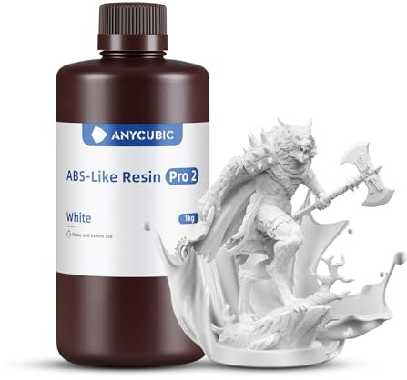 ANYCUBIC ABS-Like Resin Pro 2, 3D Drucker Resin mit Hoher Festigkeit und Zähigkeit, Hoher Präzision, 405 nm UV-härtendes Harz für MSLA/LCD/DLP 3D Drucker, Weiß 1000g