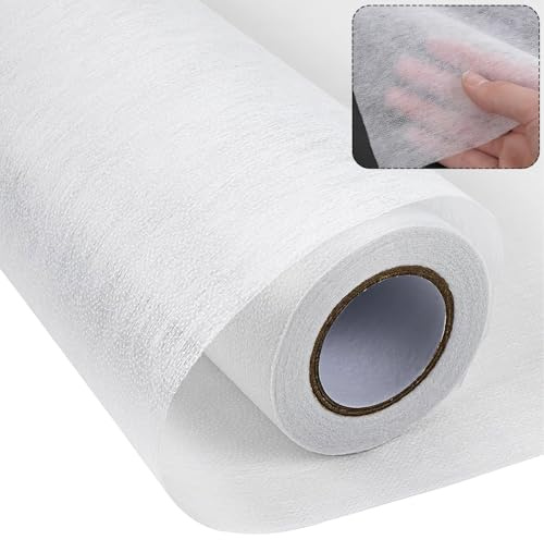 KOVSGQ Entoilage Thermocollant Couture Tissu Thermocollant ThermocollanteTissus Fer à Repasser 30 cm x 15 yards Tissus non Tissés Blanc 35g/m² pour Plis de Repassage Couture vêtements Renforcés