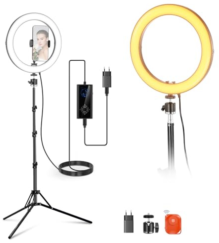 NEEWER Ring Light LED ad Alta Potenza da 10 20W per Telefono con Stativo 180cm, Bicolore 2900K-7000K, Ingresso PD USB Tipo C,CRI97+ 1660LX/0,5m 12 Scene per Trucco Stream Live Zoom Call TikTok, RH10B