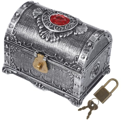 OFFIGAM Retro Piraten Schatztruhe Vintage Aufbewahrungsbox aus Multifunktionale Schmuckkiste mit Antikem Design für Dekoration und Aufbewahrung