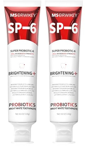 MSDRWIKEY SP-6 Whitening & Fresh Breath Zahnpasta - Mit 6 Probiotika für gesunde Zähne und langanhaltend frischen Atem, Fluoridfrei, 2 x 130g