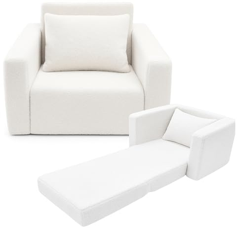 Odolplusz Kindersessel klappbar | Kindersofa Mini-Sessel Kinderstuhl Kuschelsessel | Kindermöbel für Kinderzimmer | (Teddy Weiss)