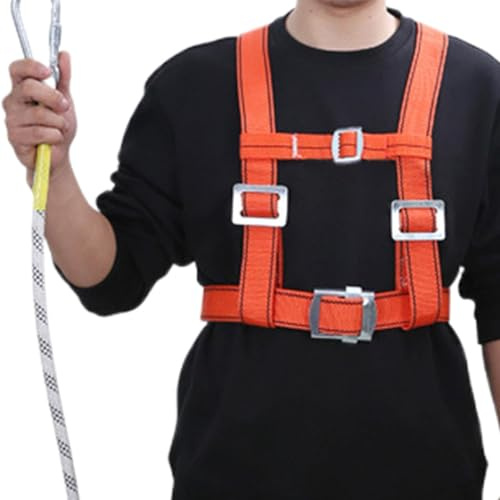 Harnais d'escalade réglable pour homme - Ceinture de protection contre les chutes - Équipement de travail haute résistance avec double corde arrière et crochet unique - Idéal pour les électriciens et