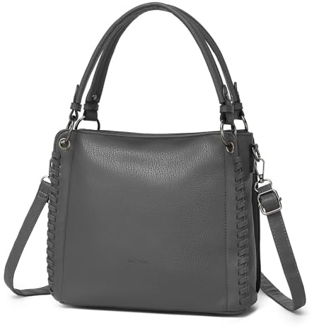 Miss Lulu Mittelgroße Damen-Handtasche aus weichem PU-Leder | Wasserabweisend, mit 3 Fächern, Henkeln und Schulterriemen – als Hand-, Schulter- oder Umhängetasche tragbar