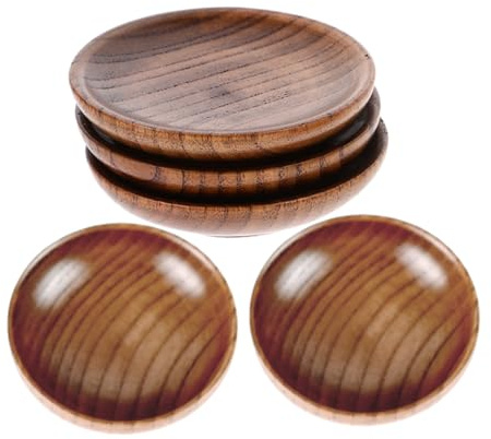 BESPORTBLE Mini Cuencos Redondos de Madera para Salsa, 5 Piezas | Platos Pequeños de 7,5cm, Fáciles de Guardar y Sujetar, para Navidad y Fiestas