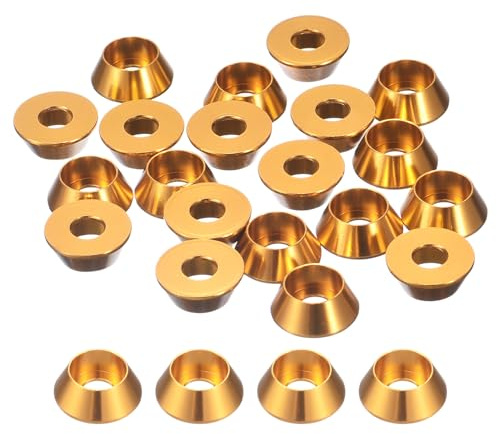 QUARKZMAN Arandelas Cónicas M5, 20 Pcs Arandelas De Aluminio Anodizado, Arandelas De Cabeza Cónica Para Piezas De Accesorios Mecánicos, Color Dorado