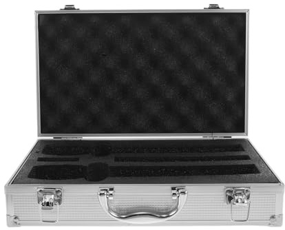 Yardwe Mikrofon-aufbewahrungsbox aus Aluminiumlegierung mit Fächern Robustes Case für Mikrofone und Zubehör Leicht und Tragbar für Lagerung und Transport