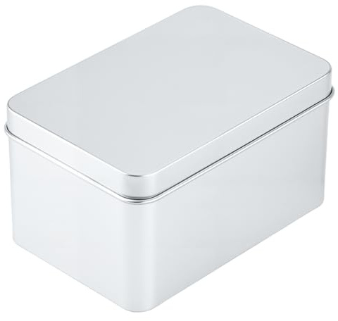 CREATCABIN Scatola Immagazzinaggio Metallo Coperchi Contenitori Rettangolari Vuoti Latta Scatola Immagazzinaggio Portatile Metallo Argentato Multiuso Artigianato 10.7x7.2x6cm
