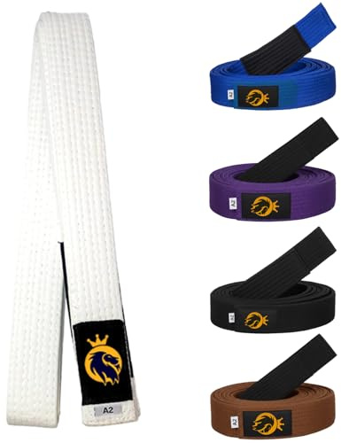 Strength Pro BJJ Belt for Men & Women - IBJJF Approved Brazilian Jiu Jitsu Belt with Ranking Stripes, Durable JiuJitsu Belt (White, A1)