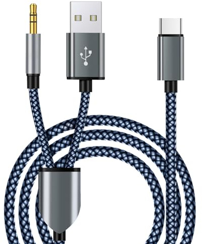 Gbformat USB C auf 3,5 mm Audio Aux USB Ladekabel,Auto Audio Laden 2-in-1 Aux Kabel für Phone17/16/15,USBC auf 3.5mm Klinke AuxKabel, Ladekabel für Phone und andere USBC Port Geräte