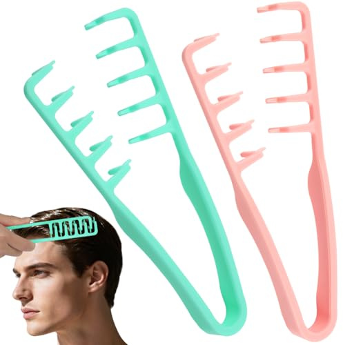AYBUY Strukturkam, stylingborstar, stor tandkam, rotvolymgivande verktyg, texturerade kammar med breda tänder, lätta vårdtillbehör för kvinnor och män (rosa + grön)