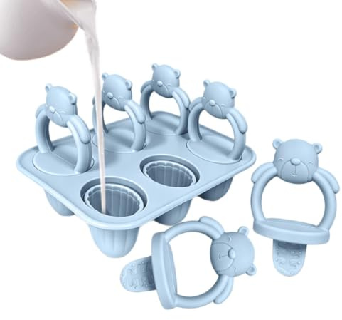 Molde para Helados de Leche,Herramienta Reutilizable de Silicona con 6 Cavidades - Molde para Helados para Dentición de Niños - para Yogur, Mousse, Leche Materna, Puré de Frutas, Queso, Principiantes