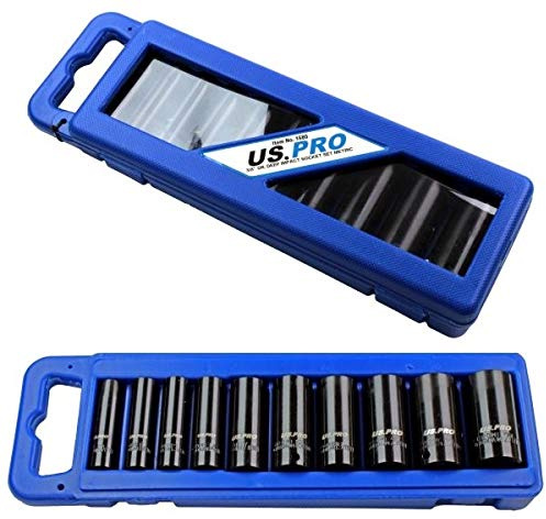 10pc Deep Impact Socket Set 3/8 Drive Long Reach Thin Wall Sockets 10-24mm