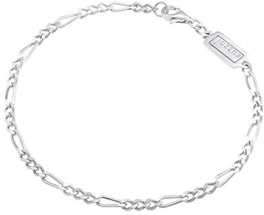 Kuzzoi Silber-Armband für Herren, handgefertigtes Figaroarmband (4mm) aus massiven 925 Sterling Silber poliert, Herren-Armband mit Karabiner, 0201180820 (23, Zentimeter)