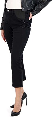 Savi Parker Women's Maternity Jeans Straight Leg - Maternity Pants Elastic High Waist - for Spring and Summer - Pregnant Women Clothes for All Seasons - (Black Rinse, Small)