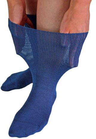 Dr.Socks extra breda bambu Ödema strumpor herr & damer | Strumpor för svullna fötter anklar ben och diabetiker (12-14, marinblå)
