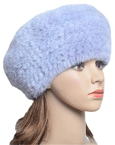keusyoi Winter Luxus Damen Mütze Pelz Beanies Handgefertigte Strickmütze Warm Baskenmützen Mützen Mode Damen Fellmütze