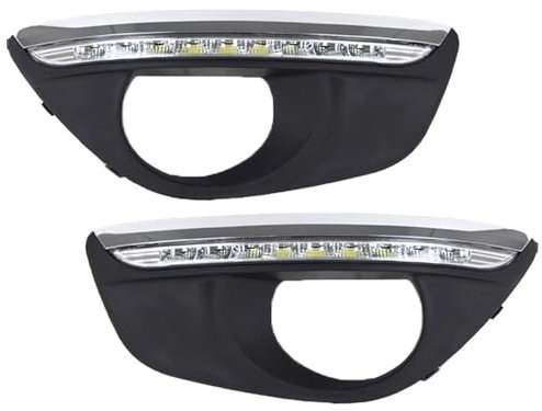 BAKUGO 2 Stück Auto Tagfahrlicht Nebels Chein Werfer Loch Gelb Licht Für Hyundai Santa Fe 2010 2011 2012-White