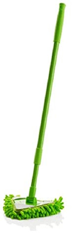 Mopa triangular de microfibra con cabezal giratorio de 180° para limpieza en húmedo y seco, mango retráctil, ideal para baño, cocina, techo y superficies de cristal, color verde, perfecto para