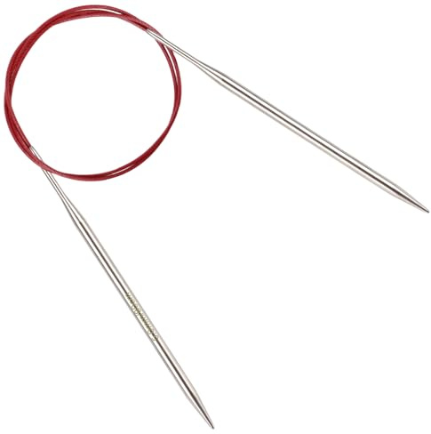 Reessy 5mm Circular Knitting Needles 80 cm Long, Stainless Steel Round Knitting Needle with Flexible Cable, Round Needles with Size Marked, Fixed Circular Knitting Pins for Knit Project