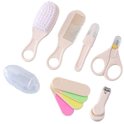Kit complet de toilettage pour nouveau-nés avec brosse à cheveux, peigne, brosse à dents et accessoires de soins des ongles pour bébé lime à ongles