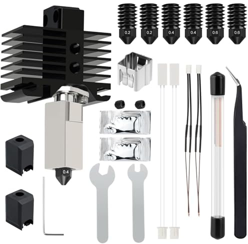 YOTINO Kit Hotend per stampanti 3D Bambu Lab X1/X1C, estrusore hotend con 0,2/0,4/0,6 mm ugelli in acciaio temprato, calza in silicone, termistore, aghi di pulizia e chiave