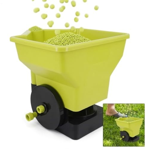 Ahuuen Handstreuer Mit Handkurbel - Präzisions-Streugerät Für Rasen Und Garten | Manueller Düngerstreuer & Saatgutstreuer Für Füllmenge | Ideal Für Rasendünger, Rasenkalk Und Vogelfutter