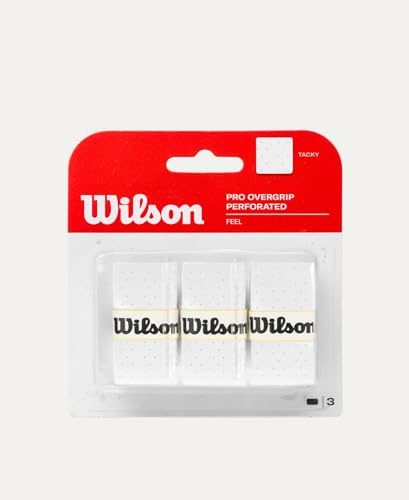WILSON Pro Overgrip Perforated 3 Pack - White - Tennis - Badminton - Squash (White)