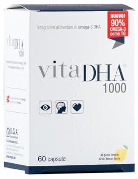 VitaDHA 1000 – Omega-3-DHA-Nahrungsergänzungsmittel – Wertvoll während der Schwangerschaft und Stillzeit – Verbündeter für die Gesundheit von Gehirn, Herz und Sehvermögen – 60 Kapsel
