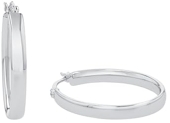 Amor Creolen 925 Sterling Silber Damen Ohrschmuck, 3 cm, Silber, Kommt in Schmuck Geschenk Box, 2017276