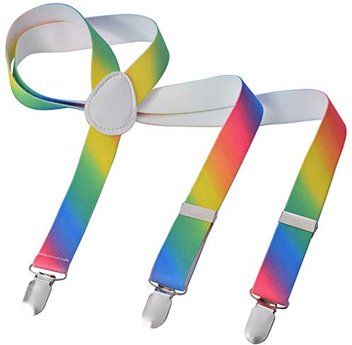 Miobo Long Hosenträger Y Form Style 3er Clips elastisch Schmal Unifarbe und Bunt mit verschiedenen Motiv