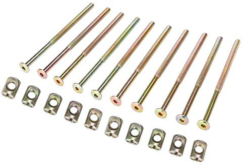 10 Stück M6 Schrauben Muttern Kit, 120 mm Möbelschrauben mit 6 mm Zylindermuttern Verbindungselement Karbonstahl Zylinderschrauben Muttern Hardware-Ersatz-Kit, zum Verbinden von Holz, Brettern