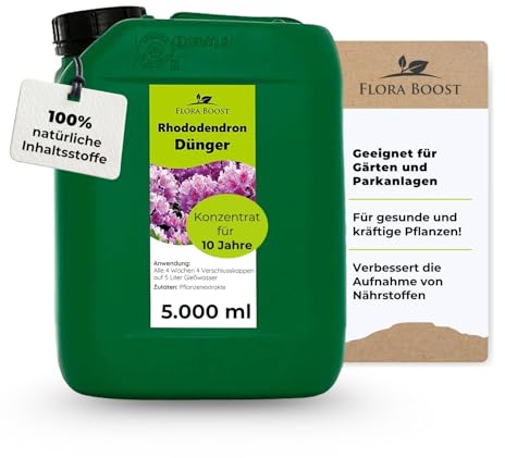 Konfitee Flora Boost Rhododendron Dünger 5000ml - Für bis zu 1000L Gießwasser - Blumendünger für Rhododendron Pflanzen - Flüssiger Blatt- & Wurzeldünger - 100% natürlicher Pflanzendünger
