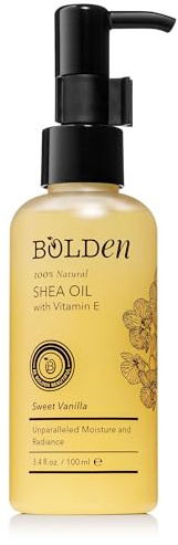 BOLDEN Sweet Vanilla Shea Body Oil with Vitamin E | Stretch Mark Pregnancy Care | 100% Natural Moisture Shea Oil | Lightweight After Shower Body Oil | 3.4 Fl Oz