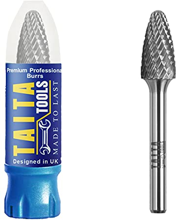 Carbide Burr 1/4 Shank, SF-3 Tungsten Double Cut Rotary Die Grinder Bits - Cutting Burrs for Milwaukee, Dewalt and Makita Die Grinder Accessories - Wood Carving Metal Working & Sturdy Storage Case