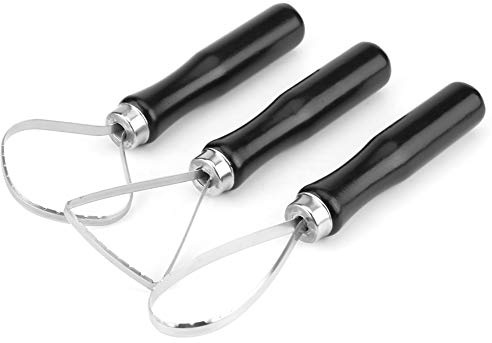 Herramientas de escultura de arcilla de 3 piezas, herramientas de arcilla de metal, cuchillo raspador, con mango de madera grueso, para esculturas de arcilla de cerámica de bricolaje