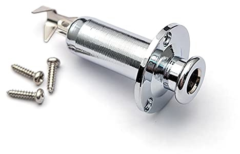 SAPHUE 6.35mm Acoustic Electric Guitar Bass Mono Endpin Output Jack Strap Button Jack Socket (Chrome)