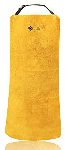 SAFTA Leather Welding Apron Heavy Duty Heat & Flame Resistant Work Aprons Welding Overalls BBQ Grilling, Carpenters, Woodworking & Workshop Apron