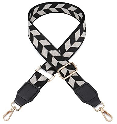 Faletony Mode Verstellbarer Schultergurt Tragegurt Bunter Umhängegurt längenverstellbarer breiter Tragegurt für Handtaschen DIY Zubehör 88-145cm (Schwarz)